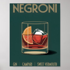 Póster Vintage Negroni Cocktail Print for Home Bar Poster