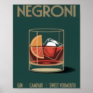 Póster Vintage Negroni Cocktail Print for Home Bar Poster