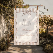 Vintage Neutral Rocking Horse Baby Shower Welcome
