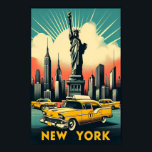 Póster Vintage New York City Skyline 1955<br><div class="desc">・ Este vibrante poster de estilo retro celebra la icónica ciudad de Nueva York, con la Estatua de la Libertad, el imponente Empire State Building y los clásicos taxis amarillos que recorren el paseo marítimo. Las obras de arte utilizan colores cálidos y audaces para resaltar el dinámico horizonte de la...</div>