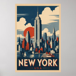 Póster Vintage New York City Travel