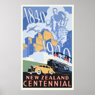 Póster Vintage New Zealand Centennial