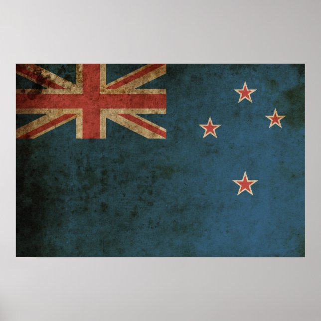 Póster Vintage New Zealand Flag (Frente)