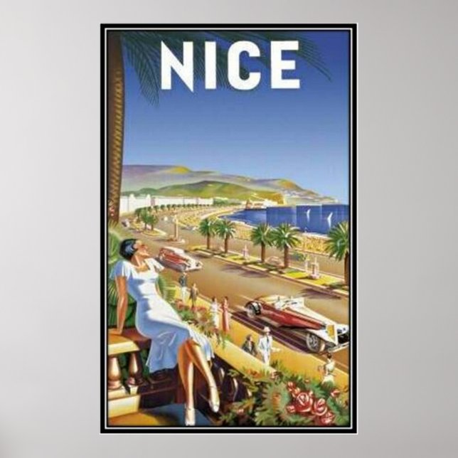 Póster Vintage Nice, Francia - (Frente)