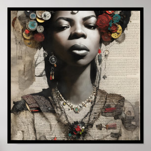 Póster vintage nina collage deco 1