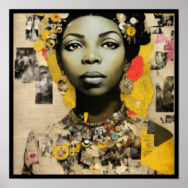 Póster vintage nina collage deco 2