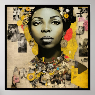 Póster vintage nina collage deco 2