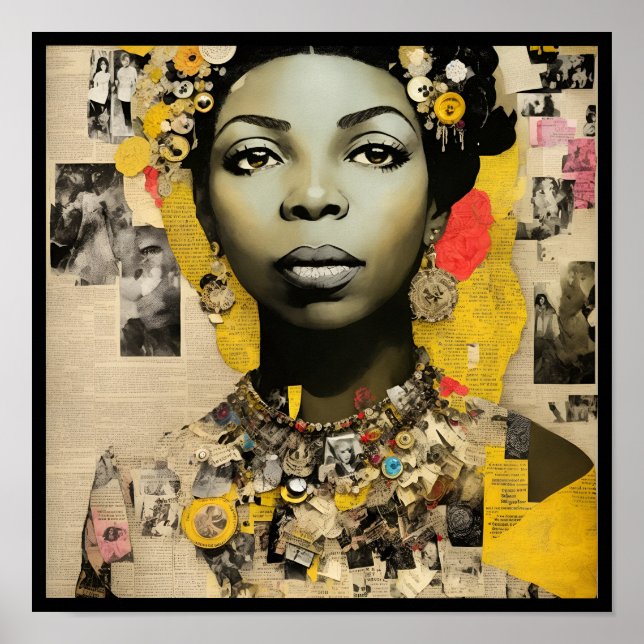 Póster vintage nina collage deco 2 (Frente)