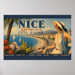Póster Vintage Niza Reina Costa Azul
