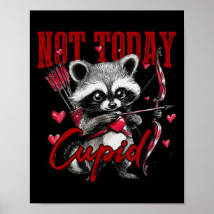Póster Vintage No Hoy Cupido Feral Cute Mapache Valenti