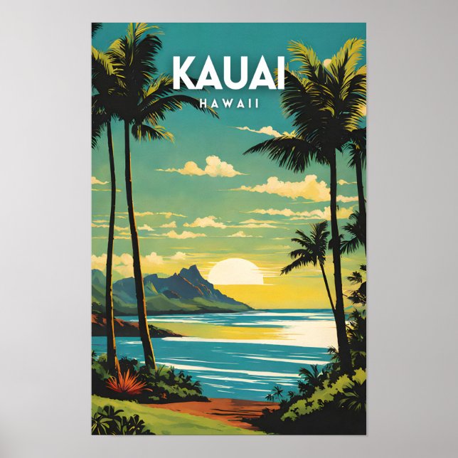 Póster Vintage nostálgico de Kauai Hawaii (Frente)