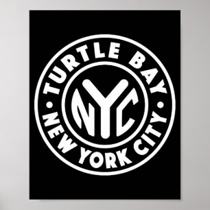 Póster Vintage Nueva York Círculo Turtle Bay Blanco