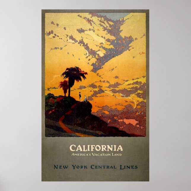 Póster Vintage NY Central Lines California Travel (Frente)