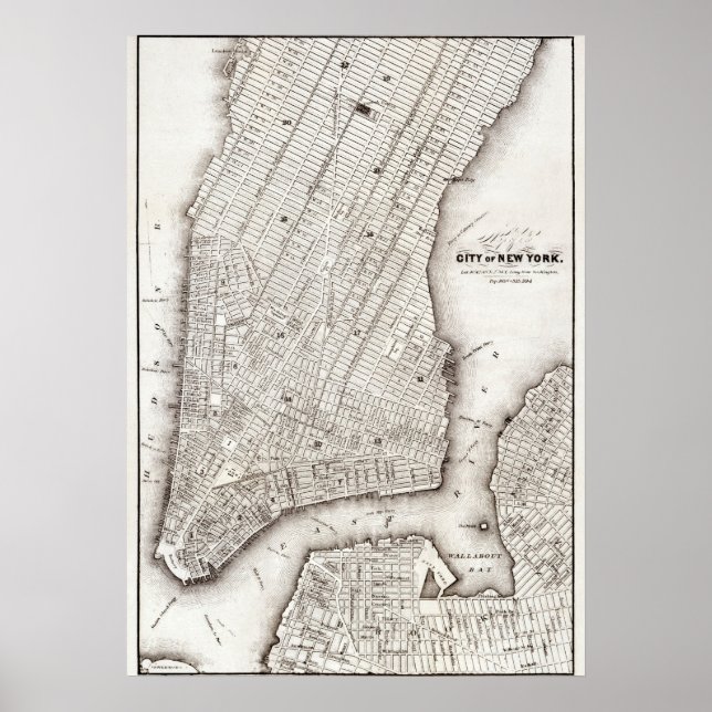Póster Vintage NYC Map City Skyline (Frente)