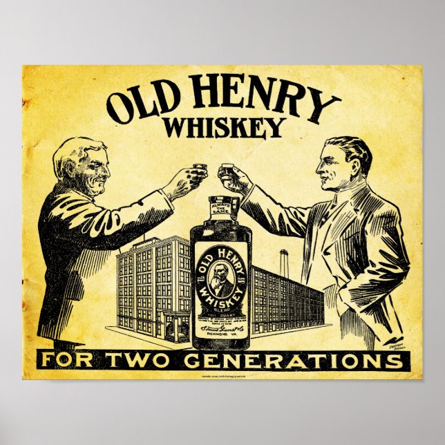 Póster Vintage Old Henry Whiskey Poster (Frente)