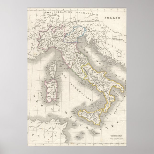 Póster Vintage old old world Italia map Italian foodie (Frente)