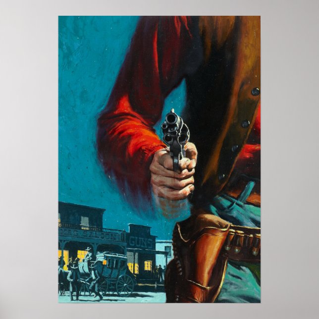 Póster Vintage Old West Gunslinger Cowboy (Frente)