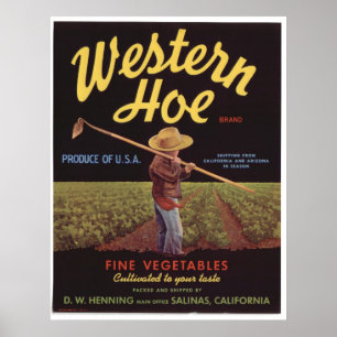 Póster Vintage Old Western Hoe Vegetables Crate Labs