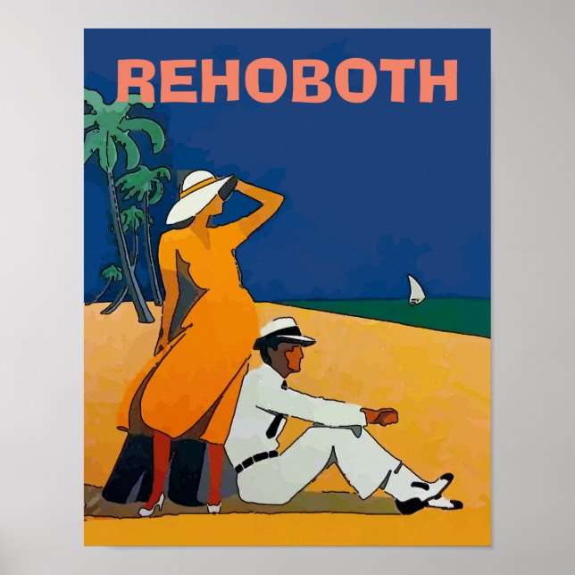 Póster Vintage On the Beach, añada texto, (Frente)