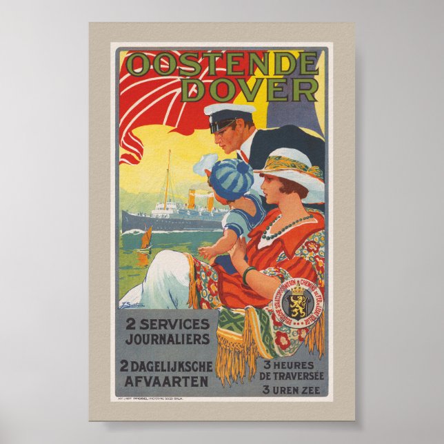 Póster Vintage Oostende Dover 1920 (Frente)