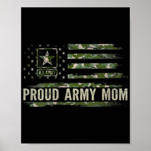 Póster Vintage Orgullosa Mamá del Ejército Camo Bandera A