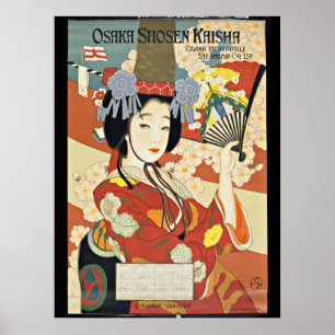 Póster Vintage Osaka Japan Travel Poster