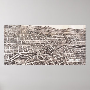 Póster Vintage Panoramic Reno 1907