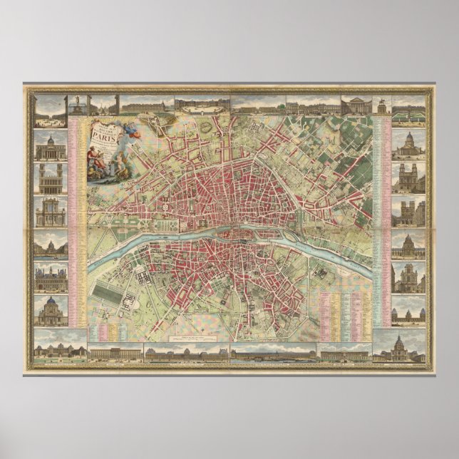 Póster Vintage Paris Map Poster (Frente)