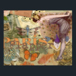 Póster Vintage parisino flapper Art Deco Peacock<br><div class="desc">Flapper de pavo real vintage - Este collage de parís incluye un montón de divertidas imágenes vintage, bellamente arregladas para la decoración de casa que requiere un colorido regalo vintage. La imagen incluye una mujer flapper mirando hacia abajo a una mariposa, un pavo real y una libélula. Al fondo se...</div>