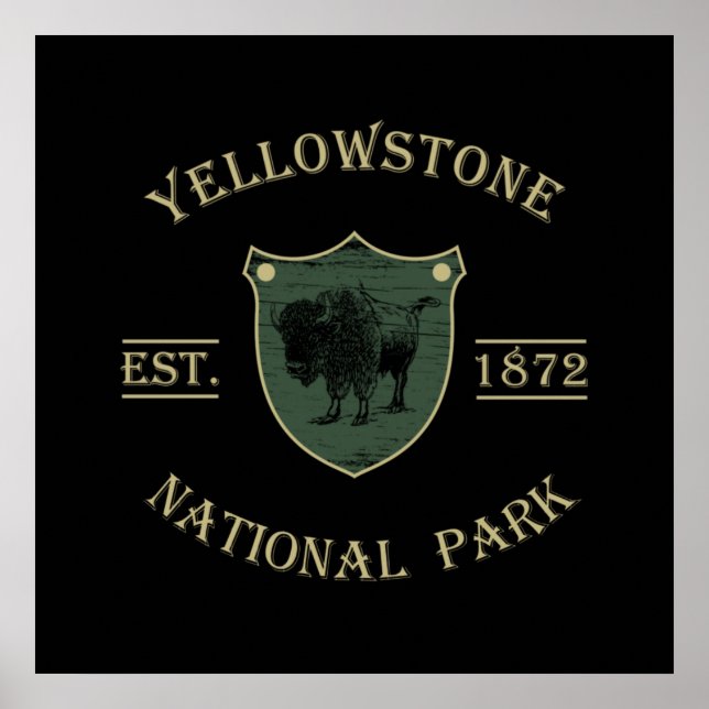 Póster Vintage Parque Nacional Yellowstone (Frente)
