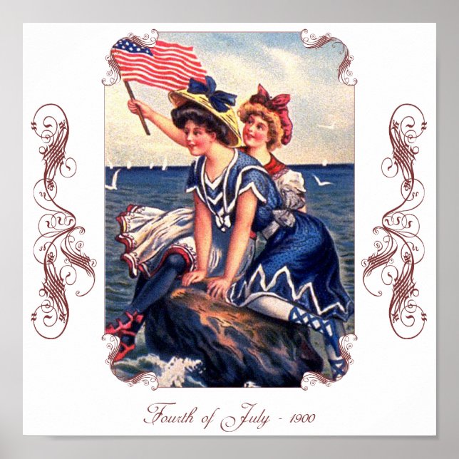 Póster Vintage Patriotic Swimmers Poster (Frente)