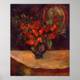 Póster Vintage Paul Gauguin Flores Floral Bouquet rojo fl