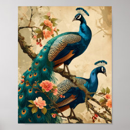 Póster Vintage Peacock Splendor