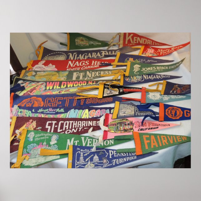Póster Vintage Pennants (Gettysburg, Niagra Falls, MORE) (Frente)