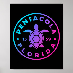 Póster Vintage Pensacola Florida Sea Turtle Dye Beach