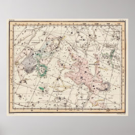Póster Vintage Perseus and Andromeda Constellations Map 