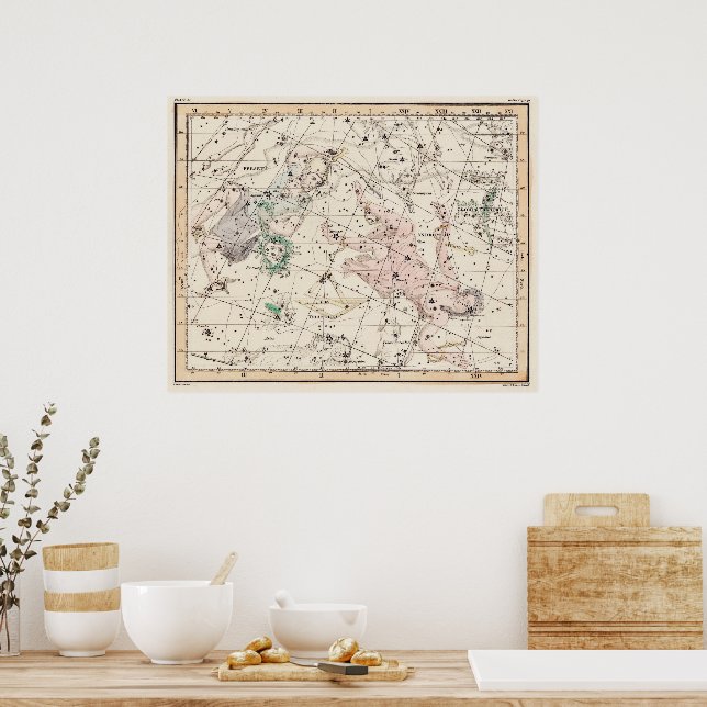 Póster Vintage Perseus and Andromeda Constellations Map  (Cocina)