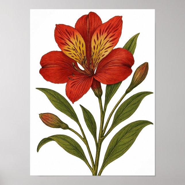 Póster Vintage Peruvian Lily (Frente)
