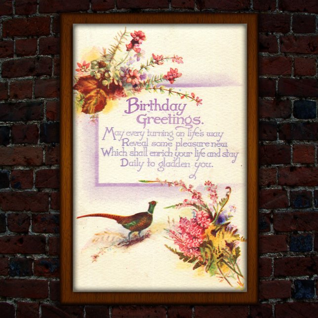 Póster Vintage Pheasant 1917 Heather Birthday (Subido por el creador)