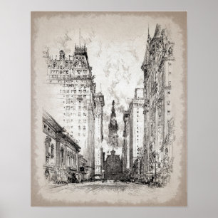 Póster Vintage Philadelphia City Hall