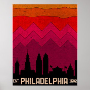 Póster Vintage Philadelphia Philly Pennsylvania Skyline