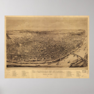 Póster Vintage Pictorial Map of St Louis MO (1892)