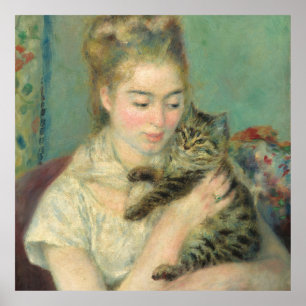 Póster Vintage Pierre Auguste Renoir con un gato
