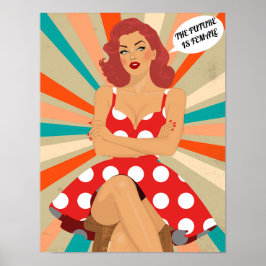 Póster Vintage Pin Up Chica - El futuro es una cita femen