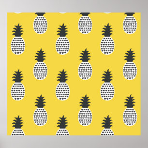 Póster Vintage Pineapple Fun Seamless Ilustracion