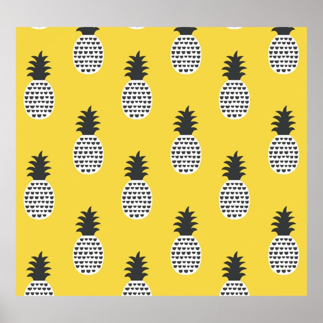 Póster Vintage Pineapple Fun Seamless Ilustracion (Frente)