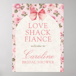 Póster Vintage Pink Love Shack Fiance Bridal Shower