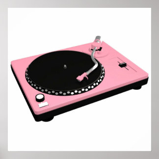Póster Vintage Pink Record Player