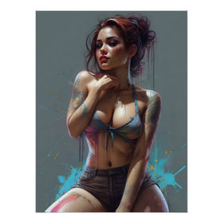 Póster Vintage PinUp Sexy Calendar 2024 Daily Planner US 