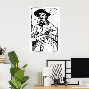 Póster Vintage Pirates Sketch of a Captain by Howard Pyle